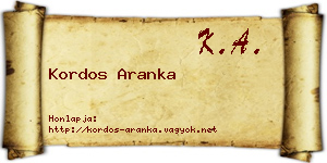 Kordos Aranka névjegykártya